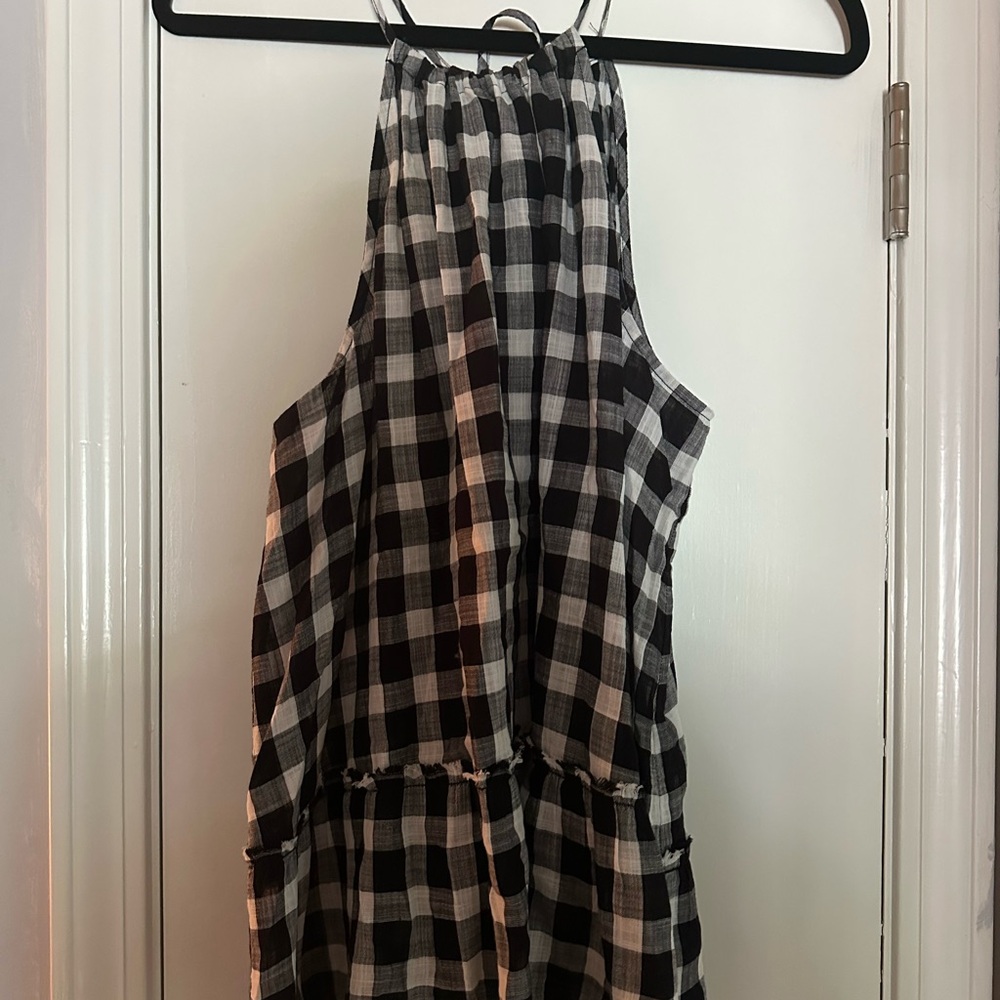 Anthropologie Gingham Halter Top